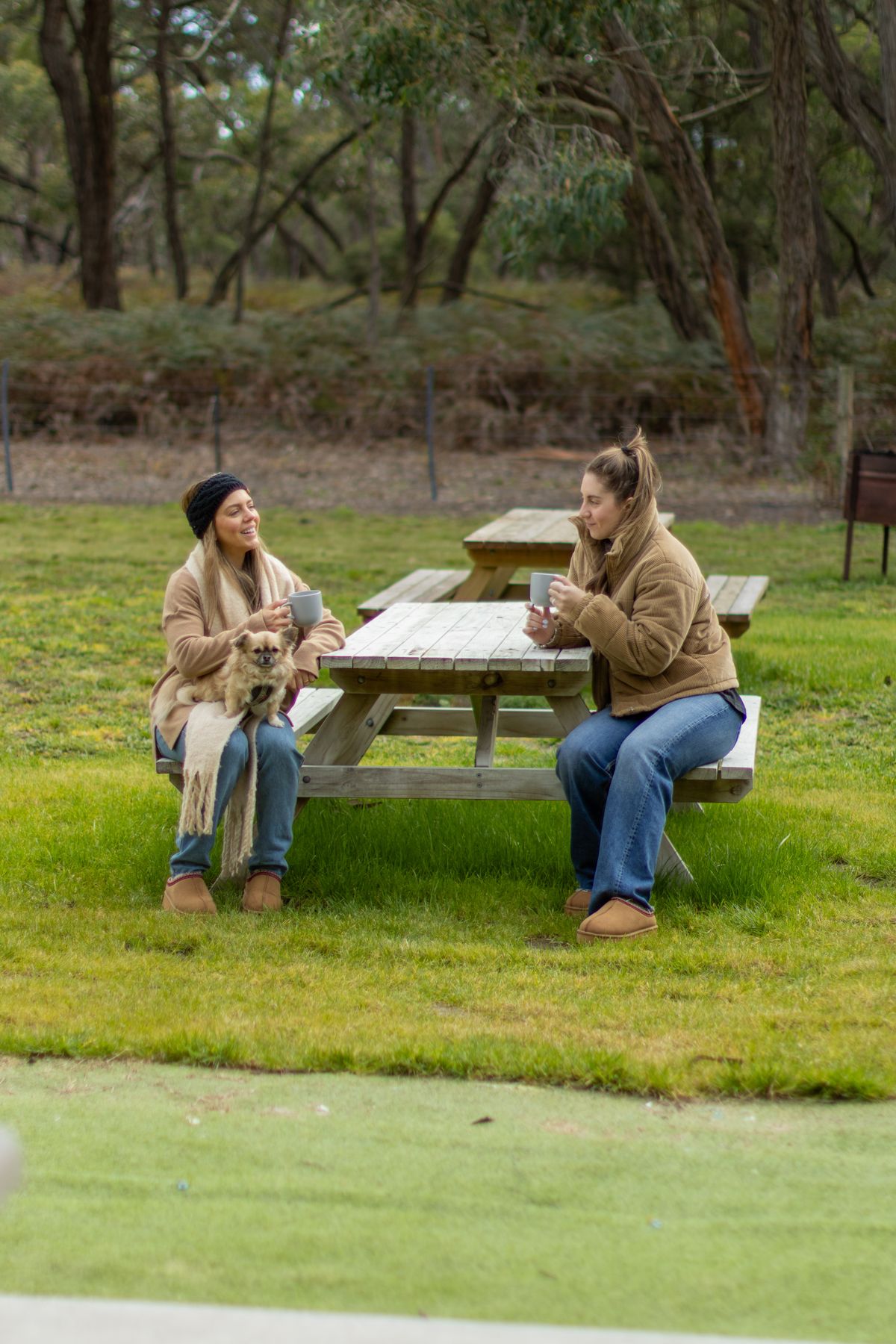 Guests sharing a meal outdoors at the property